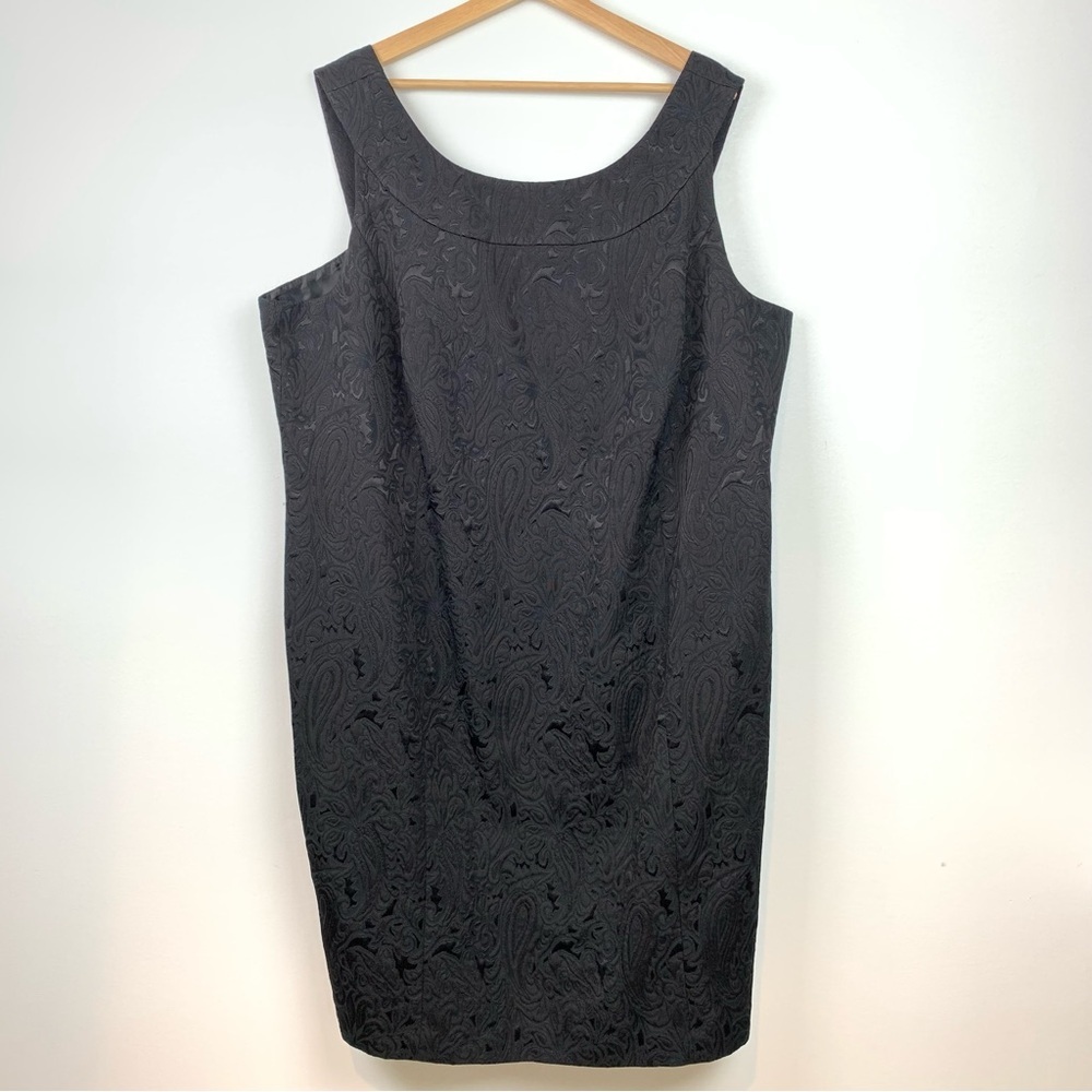 Talbots Dress Plus Size 22W Sleeveless Black Textured Office Cocktail Elegant